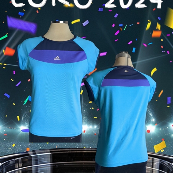 Adidas Climate. Blue and Purple Sport Top Size L - Picture 2 of 16